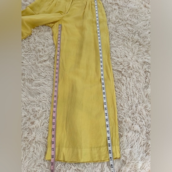 ASHLEY PARK RTR Yellow Trousers attached belt wide leg high waisted size 6 - Picture 5 of 15
